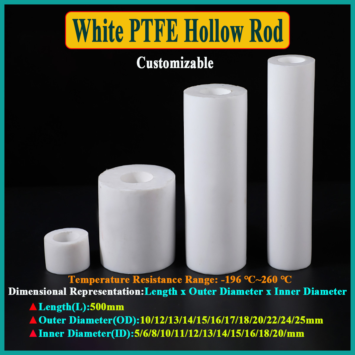 Ptfe Tube - 1Pcs White PTFE Hollow Rod Polytetrafluoroethylene