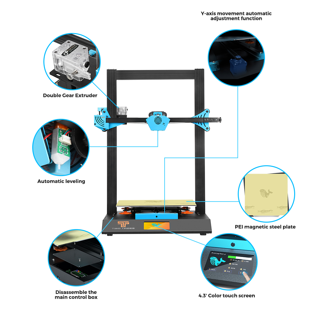 Twotrees Blu-5 Bluer Plus l3D  - огляд і ціна Corexy 3D Printer Kit